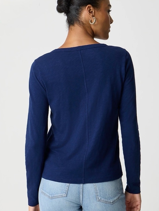 New J. Crew Deep Blue Long Sleeve Tee - Picture 3 of 8